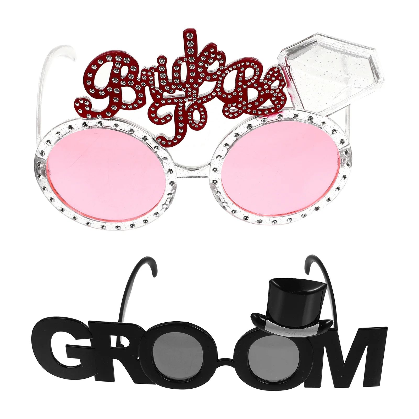 

2pcs Bride Groom Glasses Eyeglasses Wedding Party Eyewear Gifts Plastic Bridegroom Lightweight Comfortable Creative Fashionable