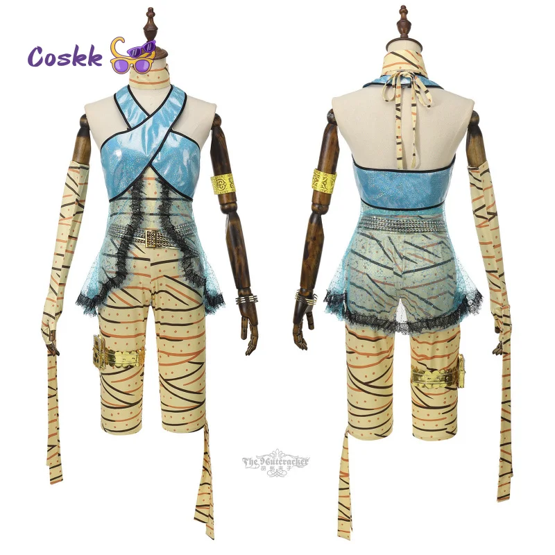 

New Anime Cleo De Nile High Cosplay Costume Fashion Blue Vest Stripe Pants Uniform Halloween Carnival Party Women Clothes