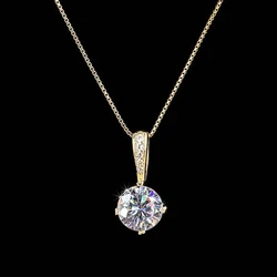 Anziw 925 Silver 1Ct D Color Round Moissanite Pendant Necklace with Real Certificate Women's Necklace Jewelry Heart Shaped Claw