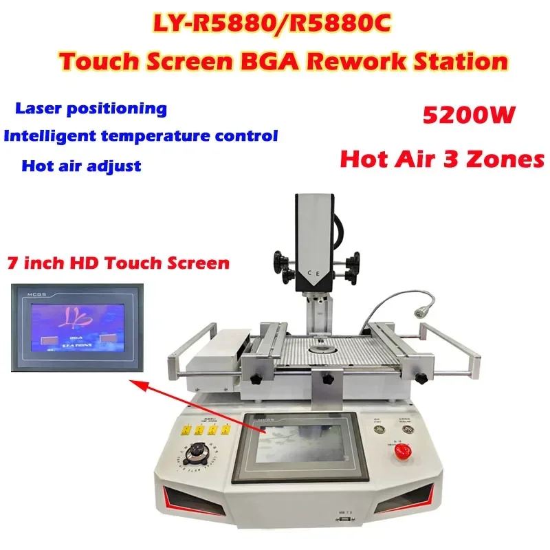 LYBGA R5880C Touch Screen BGA Rework Station Hot Air 3 Zones IC Desoldering Machine for Laptop Game Console Smartphone Repair