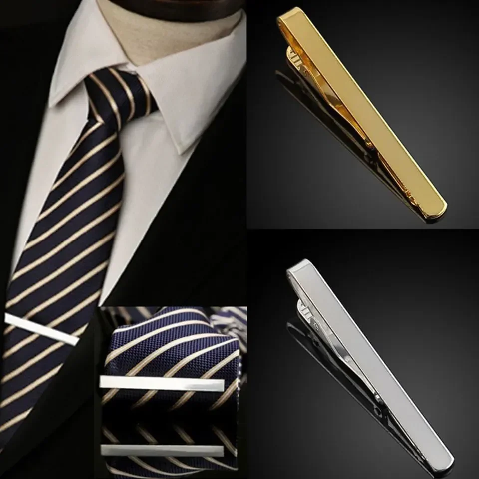

New Men Metal Silver Gold Simple Necktie Tie Bar Clasp Clip Clamp Pin Men Stainless Steel For Business Necktie Tie Clasps