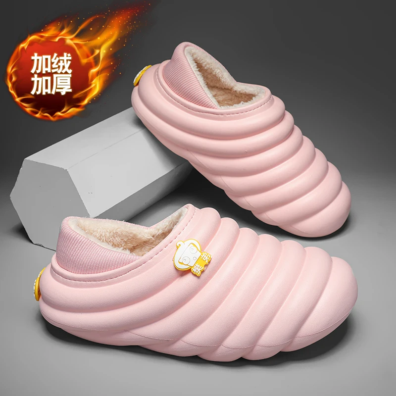 Waterproof cotton slippers for men winter 2024 new cashmere thickened warm waterproof non-slip indoor shoes