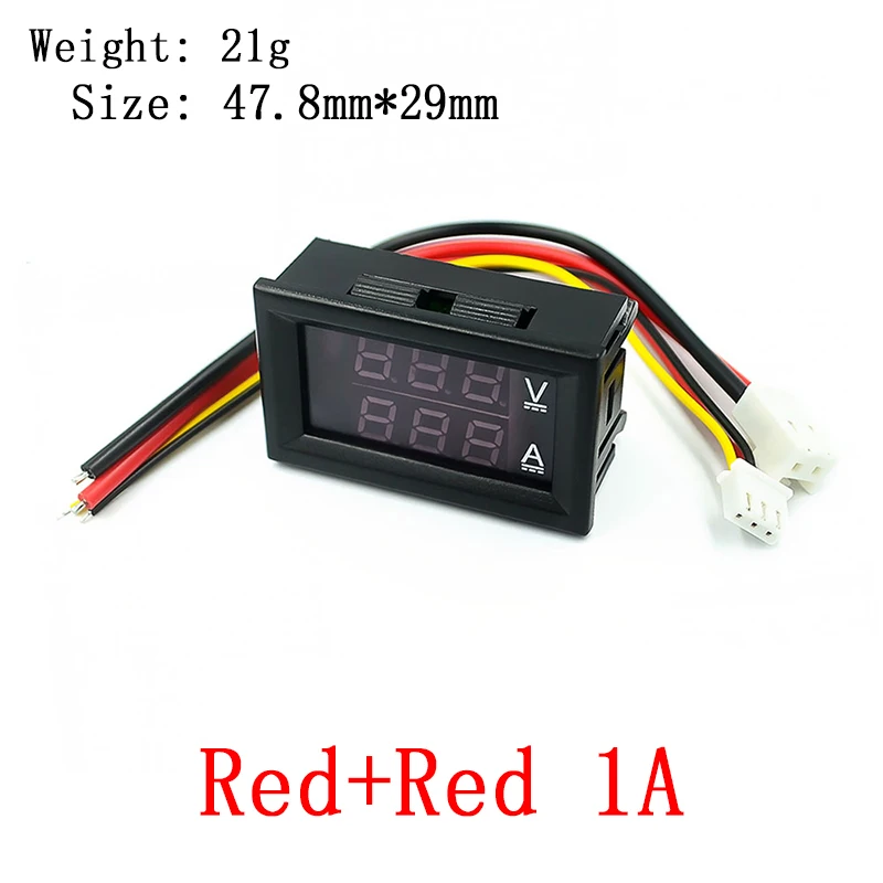 DC0-100V 1A 10A 50A 100A Voltmeter Ammeter Red Blue LED Amp Dual Digital Volt Meter Gauge 0.56'' LED Display 50A 100A Diverter