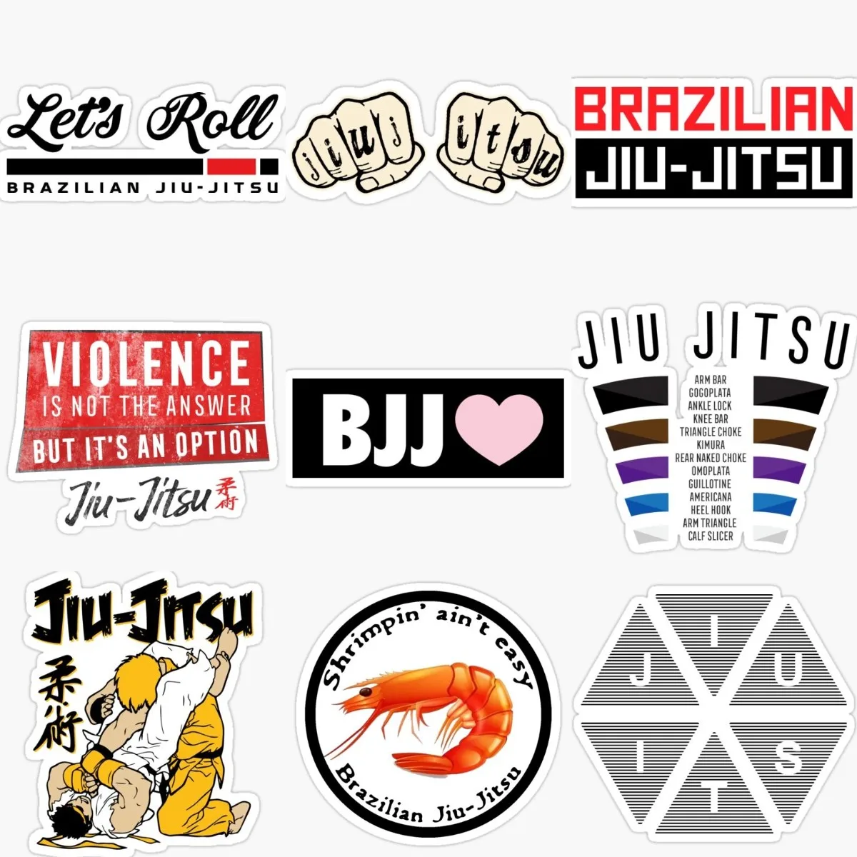 Brazilirn Jiu Jitsu BJJ Emblem Creative Personalized PVC Stickers for Decorate Car Suv Van Wall Room Table Motorcycle Off-road