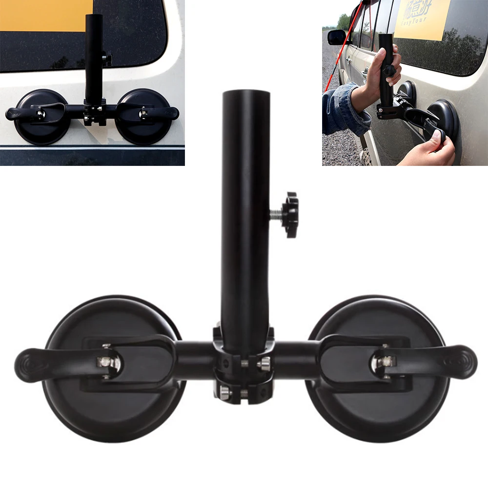 

Heavy-Duty Car Off-Road Flagpole Bracket Double Suction Cup Universal Type Pole Mount Bracket Adjustable Sucker Support