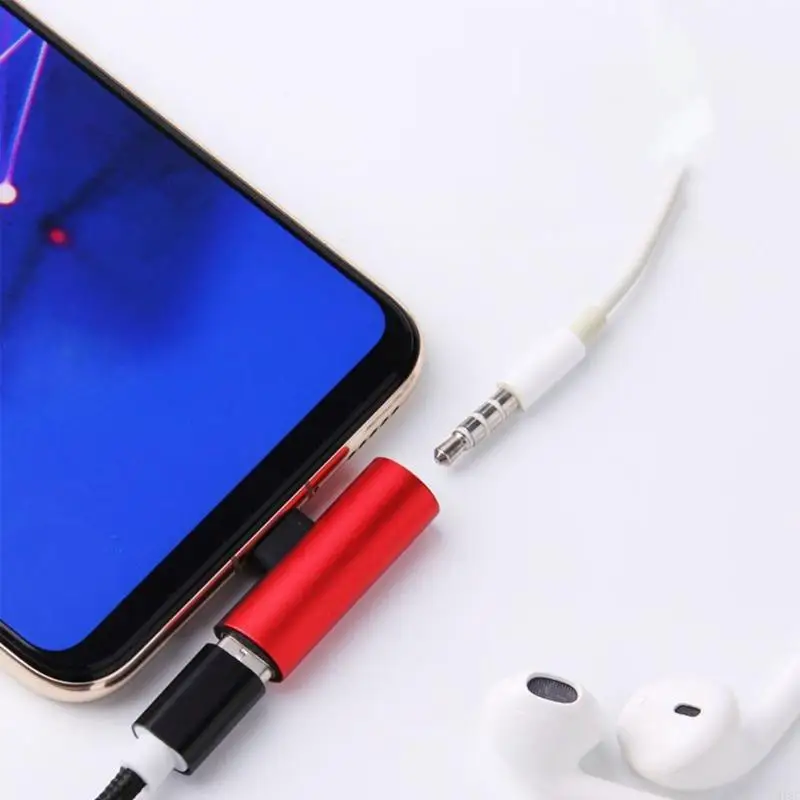 918C portátil tipo C para fone ouvido, carregador, conversor USB C para dongle áudio