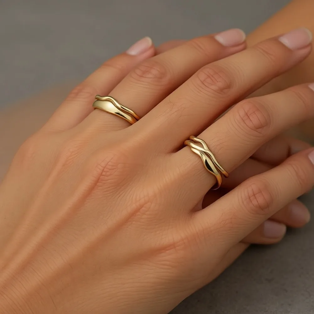 

Тонкие позолоченные штабелируемые кольца для женщин, гипоаллергенные обручальные кольца, не тускнеющие, подарок