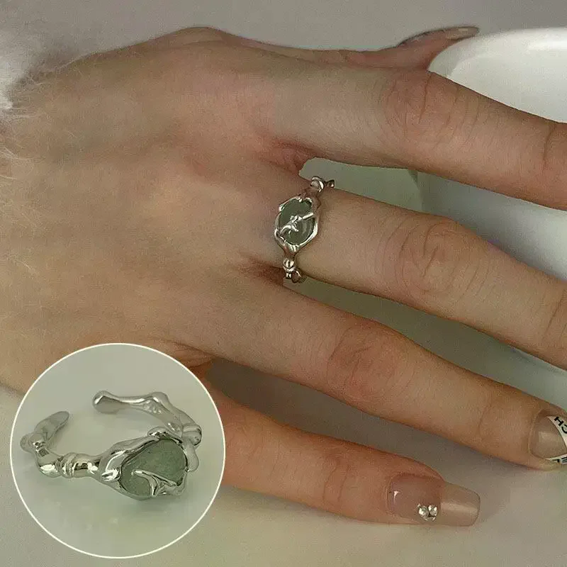 Bamboo Geometry Open Ring: 1PCS Jade Vintage Fashion Temperament New Trend Jewelry Gifts Women