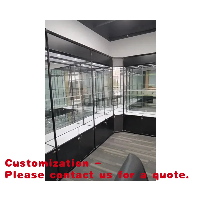 

Customize.Aluminum Cosmetic Cheaper Price Side Board Cabinet Lights with Lock Glass Jewelry Display Showcase Smoke Shop Cou