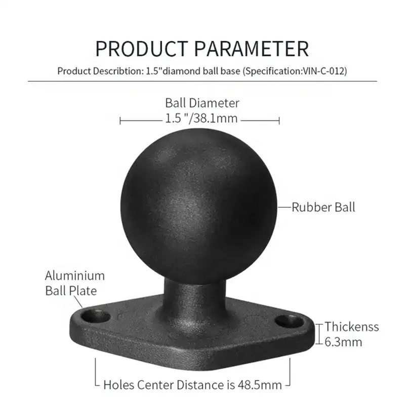 Support pivotant appui-tête support de moniteur de voiture 1.5 Base de boule de diamant pour RAM camion de route Bus tablette support de téléphone portable