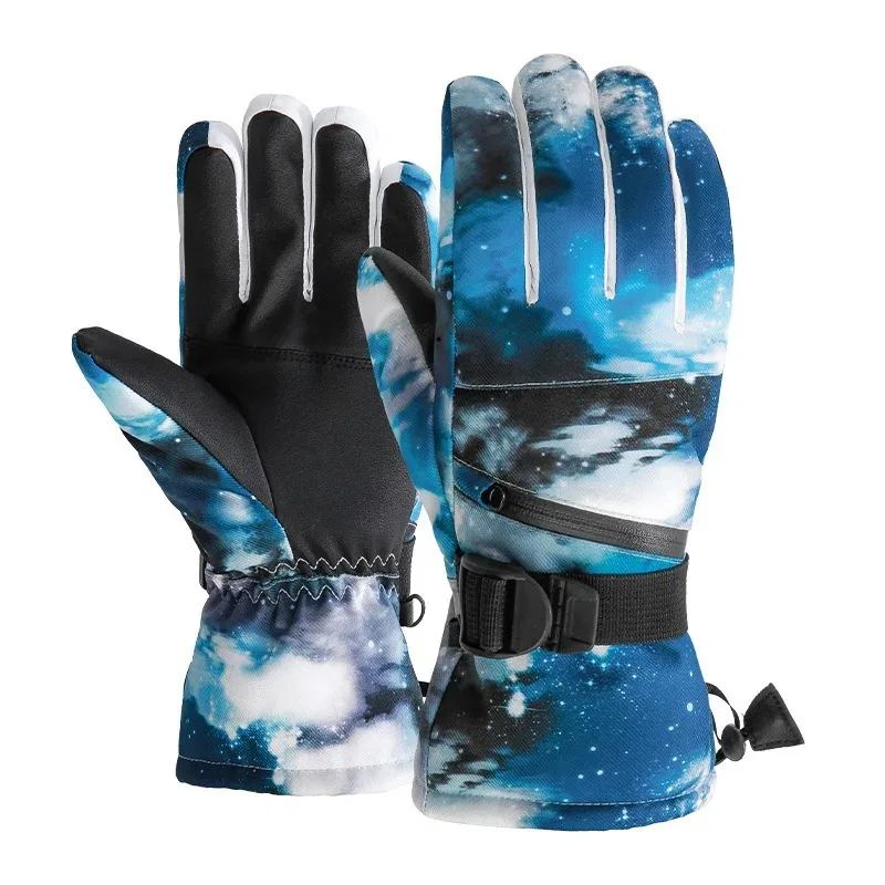 Guantes de esquí de Snowboard cálidos para hombres y mujeres, manoplas de nieve impermeables para teléfono táctil, esquí, moto de nieve, manopla de