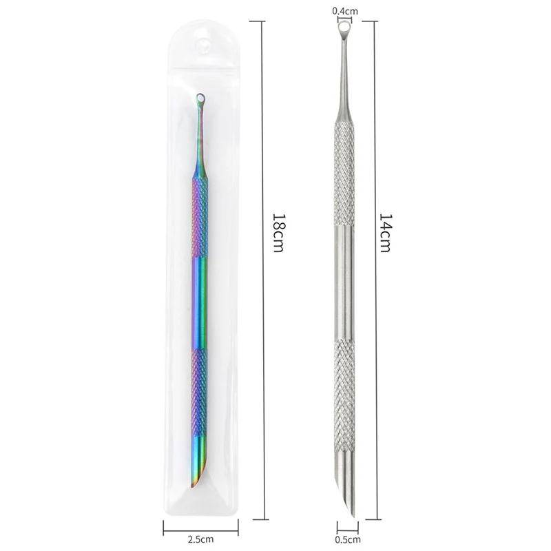 Outils d'épluchage de vernis à ongles en acier inoxydable, double extrémité, cercle, tête biseautée, dissolvant de poussoir, gel de manucure, fichiers N64.