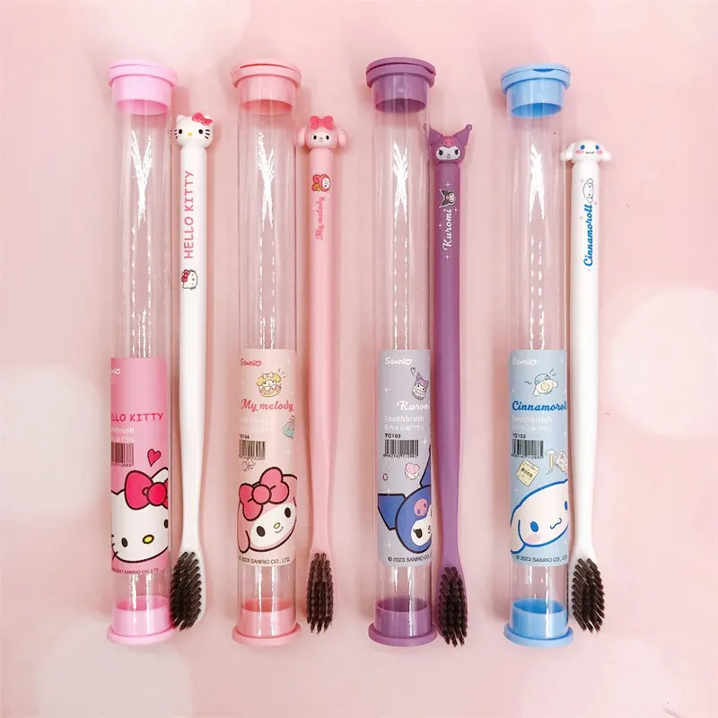 Sanrio Toothbrush Anime Hello Kitty My Melody Kuromi Cinnamoroll Cartoon Student Adult Household Toothbrush Cleaning Gifts