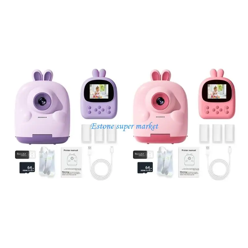 090b Câmera digital câmera instantaneamente para crianças com bateria recarregável e cartão memória 64g memória 2.4in