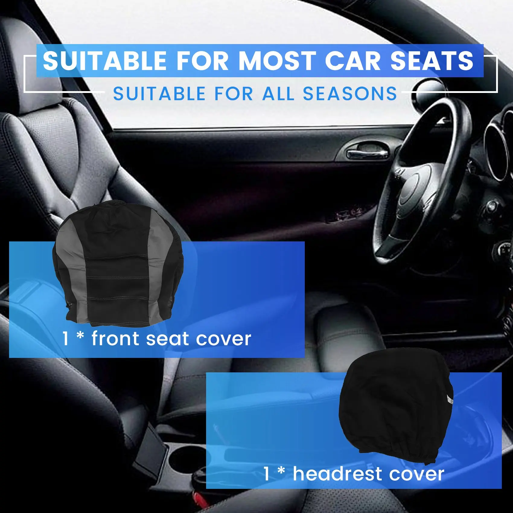 Front Car Covers Front Ready Sport Bucket Cover, Automobiles Covers (Black +