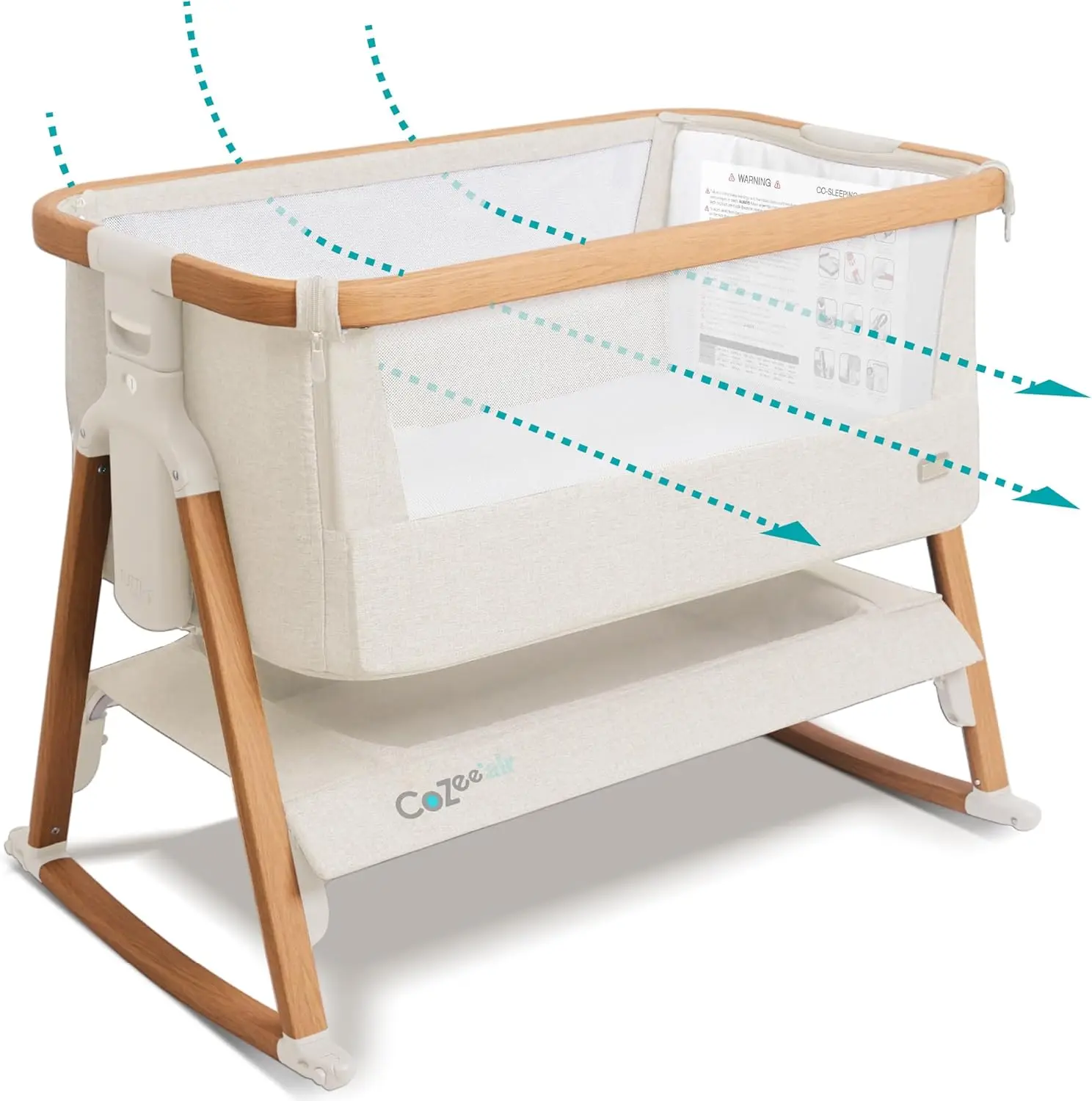 

CoZee® Air Baby Bassinet & Bedside Sleeper - Rocking Bassinet for Baby, Fast-Folding with Travel Bag, Deluxe Airflow Mattress &
