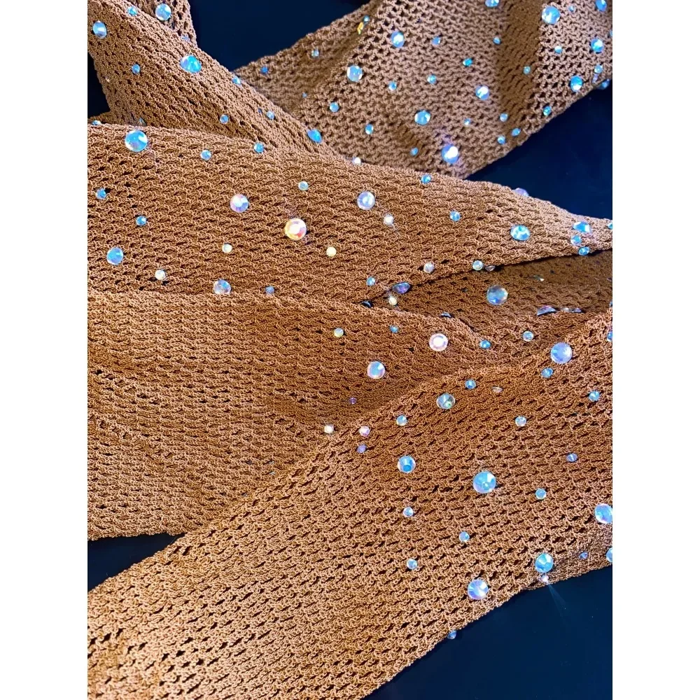 Sexy Rhinestone Women Tights Professional Ballroom Latin Dance Stocking Pantyhose Hard Yarn Elastic Shiny Fishnet Stockings