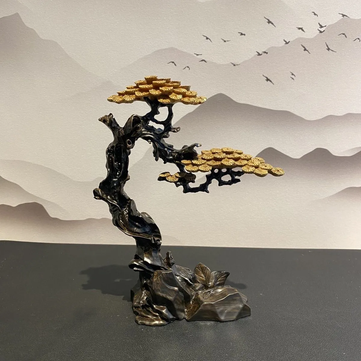 Creative Pine Solid Wood Character Resin Stone Base Decoration High Density Chinese Style
