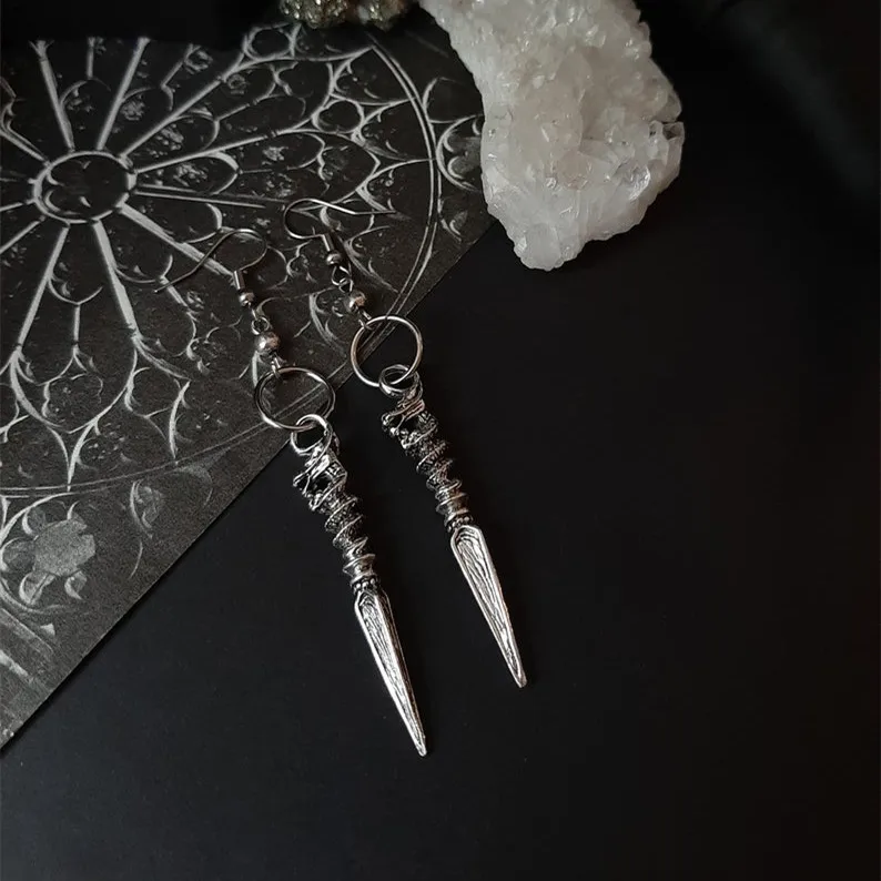 New Goth Viking Dragon Spike Earrings Fantasy Medieval Eardrop Statement Fashion Warrior Pagan Jewellery Women Men Gift Mystical