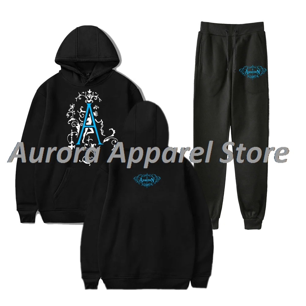 

Addison Rae Logo Tour Merch Hoodies Jogger Pants Set Women Men Fashion Streetwear Sweatshirts