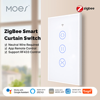 MOES Tuya ZigBee Smart Glass Touch Curtain Switch RF App Wireless Control Fireproof Neutral Wire Required With Alexa Google Home