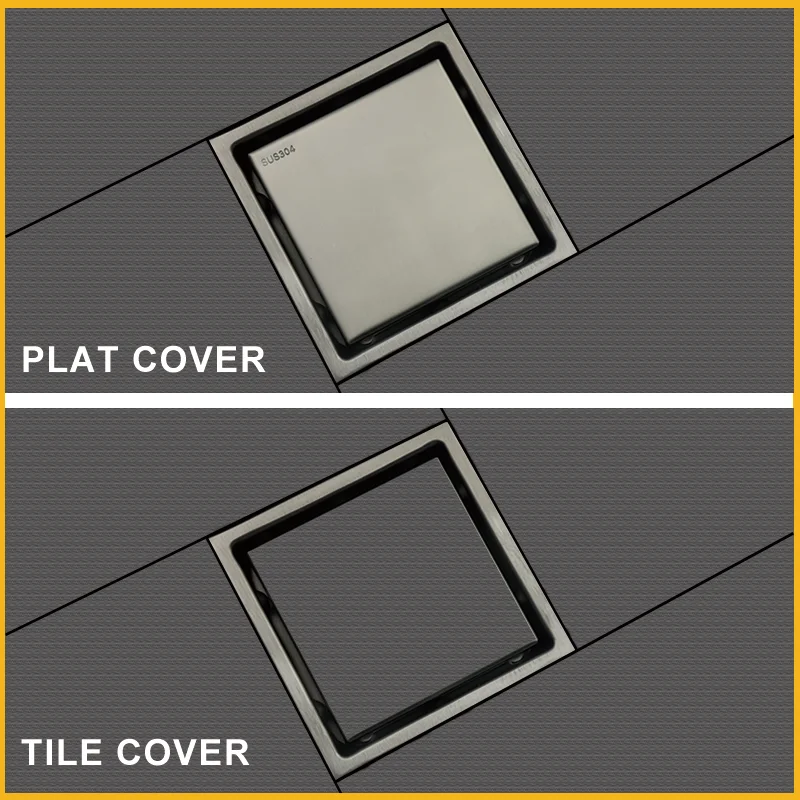 Square 11*11 CM Floor Drain 304 Stainless Steel Invisible Deodorant Tile Plug-In Garbage Filter Grille Bathroom Accessories