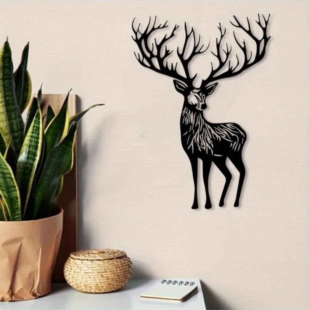 Rustic Deer Metal Wall Art Farmhouse Silhouette Indoor Outdoor Garden Sculpture Gift