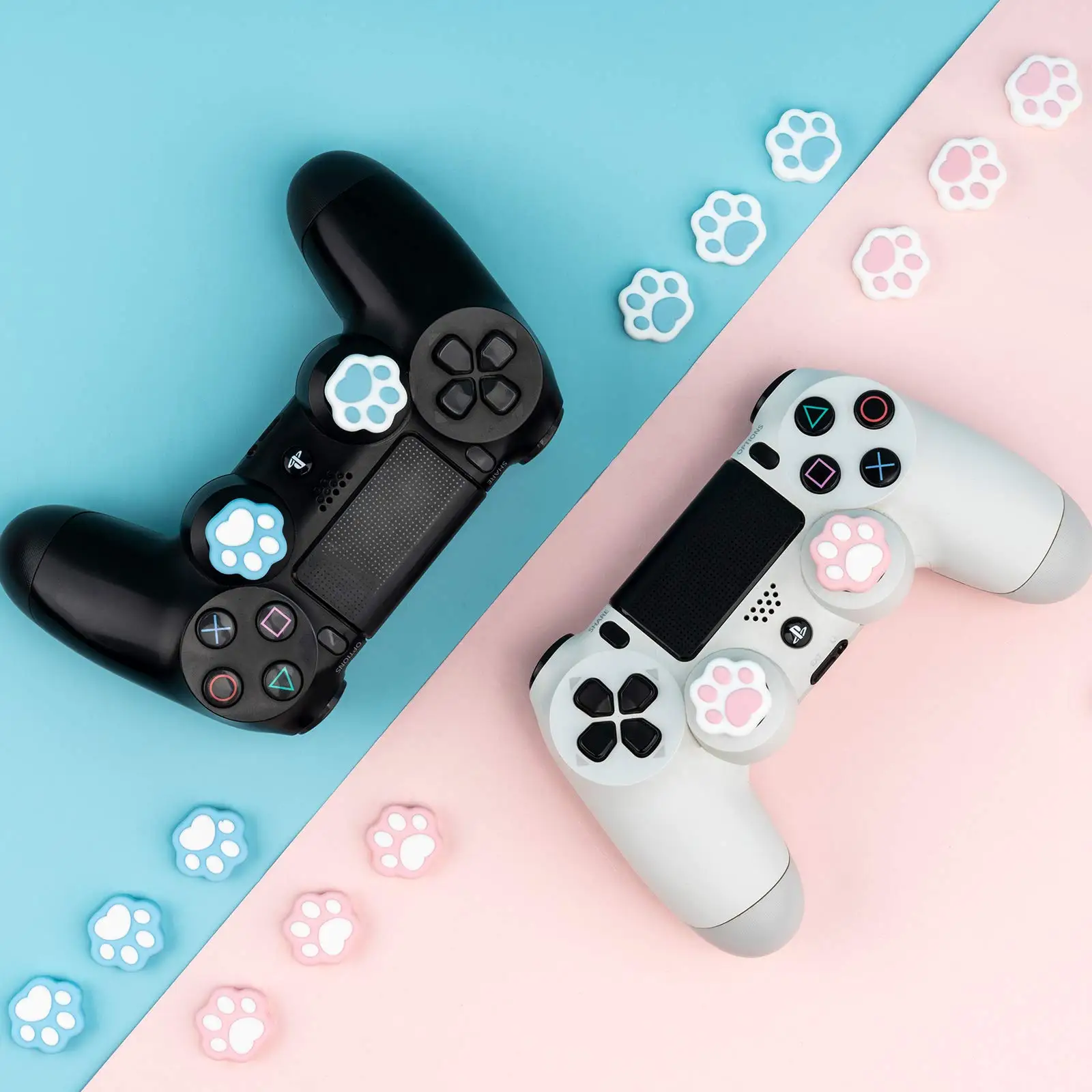 GeekShare Cat Paw Thumb Grips, Thumbsticks Cover Set Compatible with Switch Pro Controller and PS4 PS5 Controller