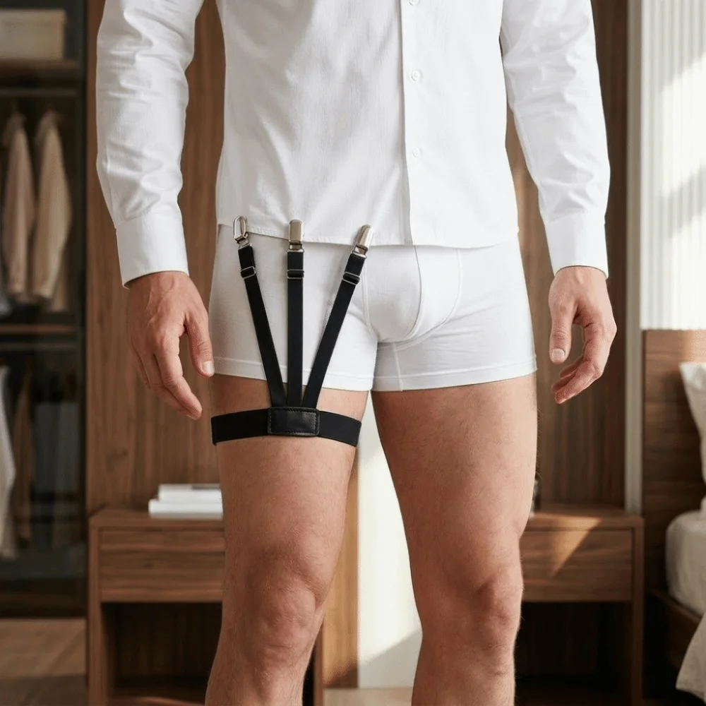2Pcs Non-Slip Locking Clips Shirt Stays Belt Elastic Strap Locking Clamps Shirt Holder Stays Keep Shirt Tucked Adjustable