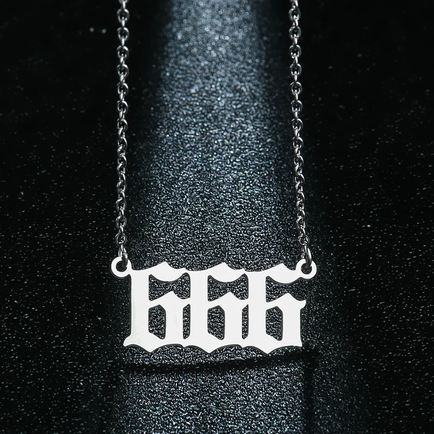 Evil Number 666 Bible Demon Symbol Pendant Stainless Steel Chains Charms Necklace Falling Angels Devil Satanic Jewelry Necklace