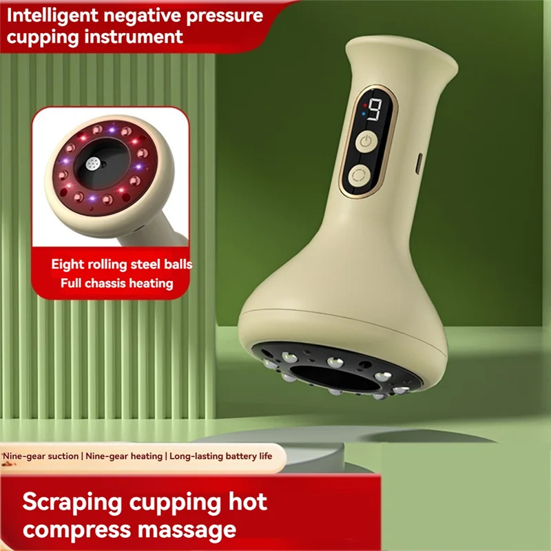 

A47F-Электрические банки EMS Микротоковая меридианная щетка Вакуумные банки для сжигания жира Устройство для похудения Гуаша Массаж красного света