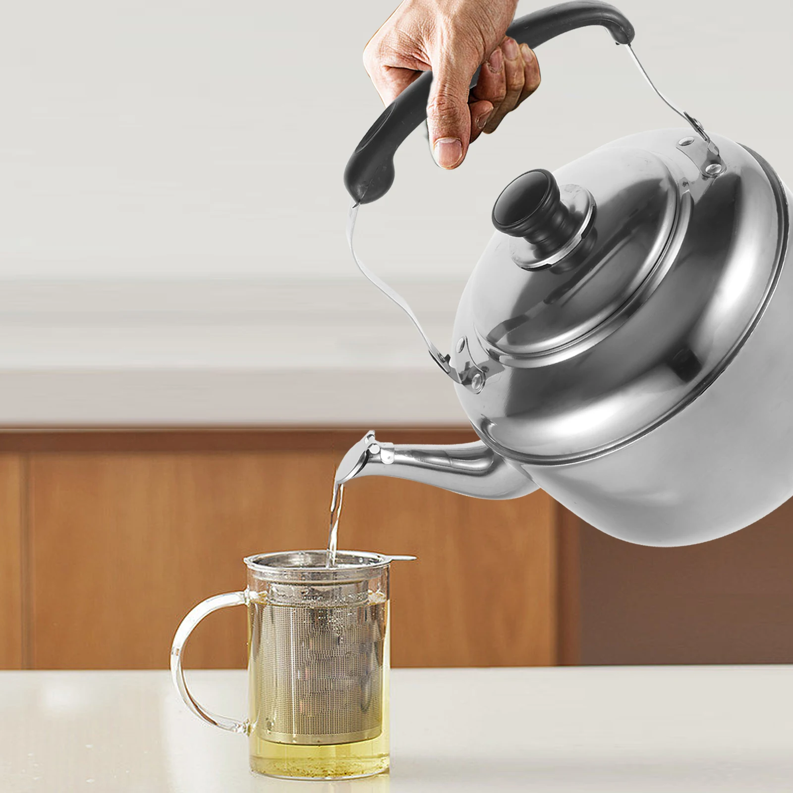 

Stove Top Kettle Large Capacity Sounding Stainless Steel Teakettle Household Water Heater Anti Scalding Handle Even Heat