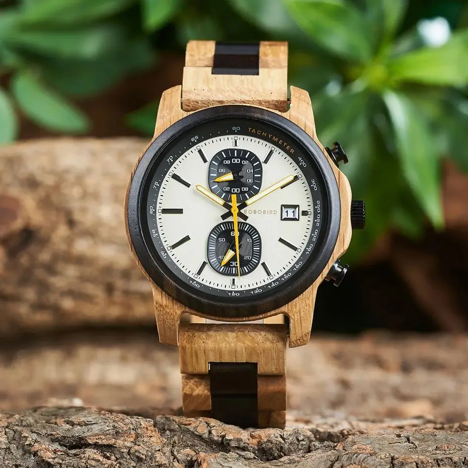 

Men's Watches BOBO BIRD Wooden Quartz Watch for Men Multifunctional Dials Wristwatch Support OEM Custom Logo Dropshipping