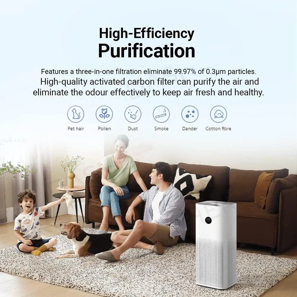 Xiaomi Mi Smart Air Purifier 4 Pro Touch Screen OLED Display and AI Smart Control, White