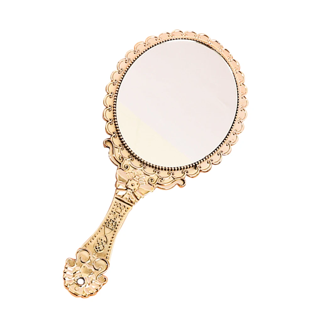 Vintage Handheld Mirror Baroque Design Makeup Haircut Travel Size Reflection Compact Portable Women Barber Self Haircut