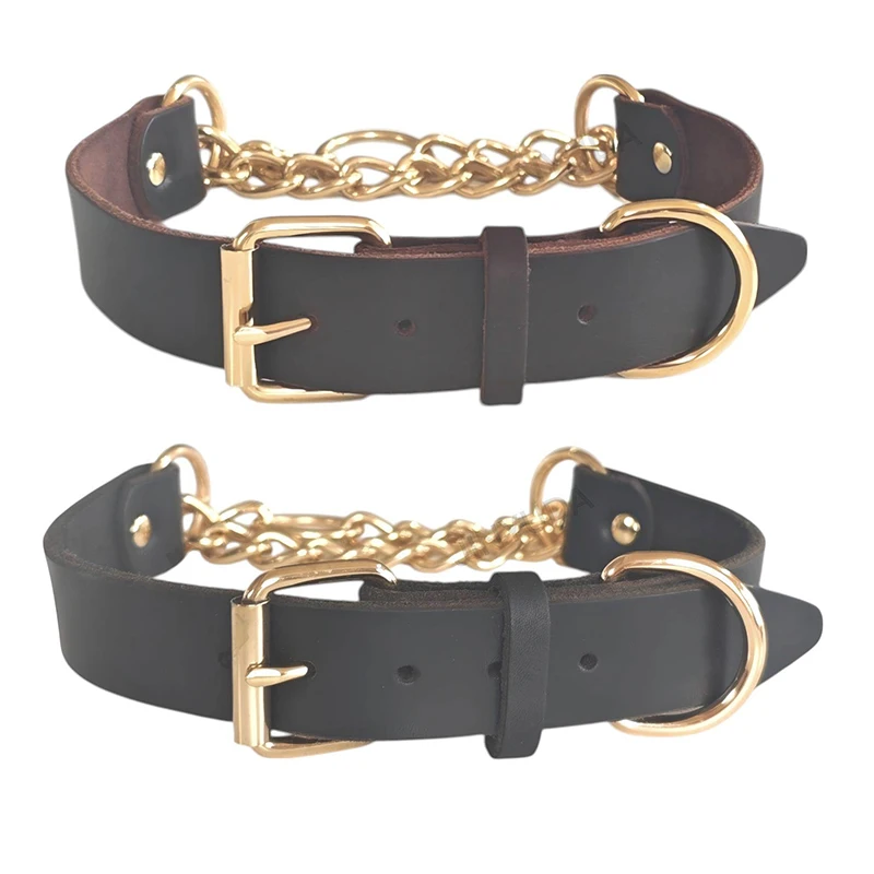 

Real Leather Large Dog Collar P Chain Slip big Dog Collar Genuine Leather Collar for a Large dog Adjustable Collar for big Dogs