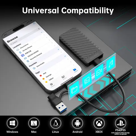 웨스턴 디지털(WD) 5TB 휴대용 하드 드라이브, USB 3.0, 엘리먼츠 시리즈, 2.5인치, 기계식 하드 드라이브, 외장형 확장 8 OSCOO MD006 20GBps 휴대용 외장 SSD 타입 C USB 3.2 Gen 2*2 외장 저장소 PSSD 1TB 2TB 모바일 컴퓨터용 솔리드 스테이트 드라이브