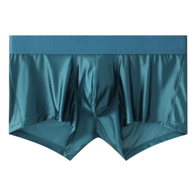 

Men's Boxer Panties Oil Shiny Imitation Silk Underwear High Elastic Pouch Bulge Underpants Male Breathable Bikini Slip Homme