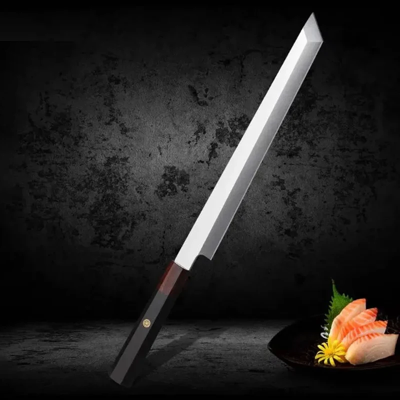 Sashimi Knife Single-Edged Blade 10Cr15MoV Steel Chef Cleaver Fish Cutter Meat Ham Sushi Japanese Kitchen Knife Cooking Tools