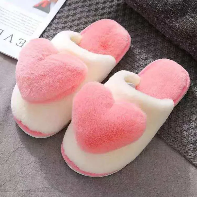 

2026 Super soft heart-shaped cotton slippers with soft indoor sole anti-slip warm and comfortable for indoor wear and leisure