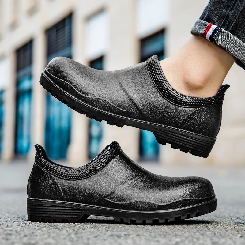 

Men's Low-cut Rain Boots Wear-resistant Smash-proof Pressure-proof Shoes Industrial and Mining Thick-soled Labor Protection Shoe