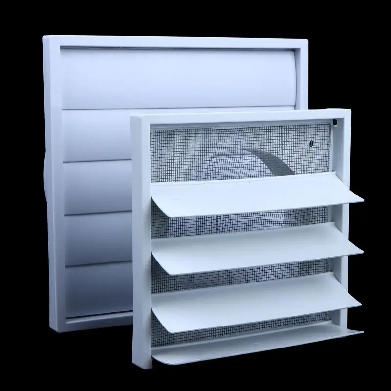 White Vent Cover Grille: Plastic One-Directional Exhaust Vent Hood Cap With Screen System
