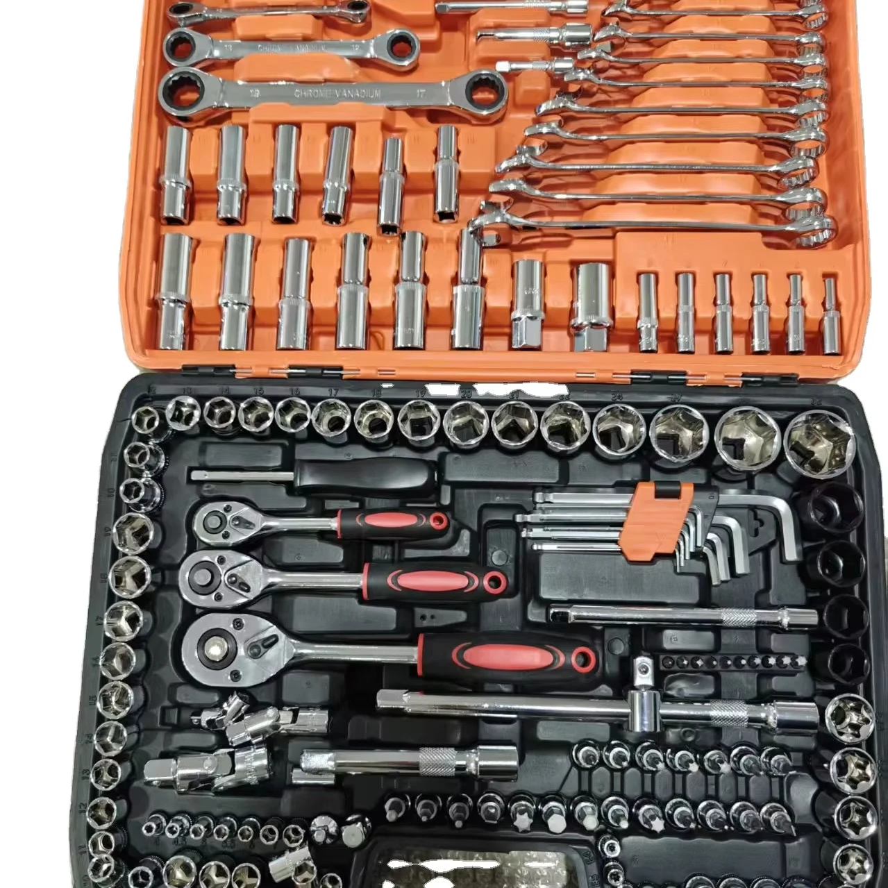 Drive Socket Ratchet Wrench Set Metric Drill Bit Socket Extension Rod Manual Tool Box Package For Car Repair Garden Use