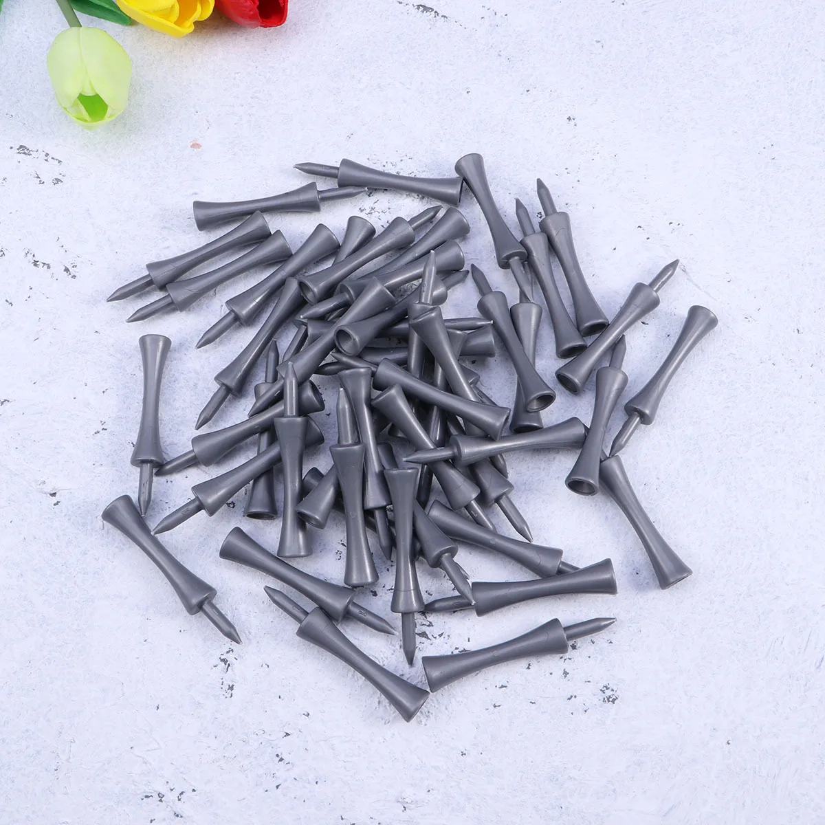 

50Pcs 70Mm Castle Golf Tee Grey Plastic Tees Strong Lockable Reusable for Driving Range Practice Tool