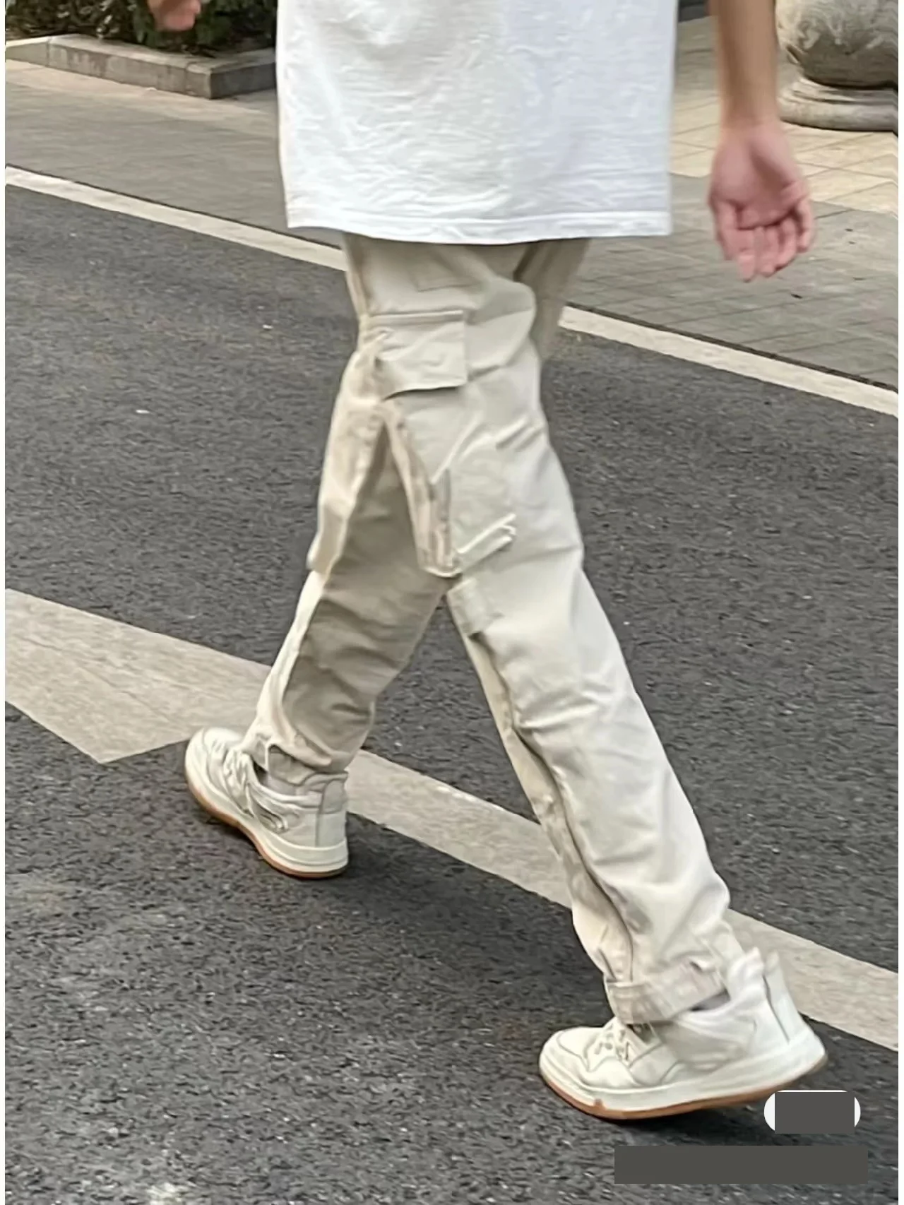 

American Retro Straight Leg Work Pants Men's Women's Trendy Loose Design Sensation White Casual Long Pants Multi kets