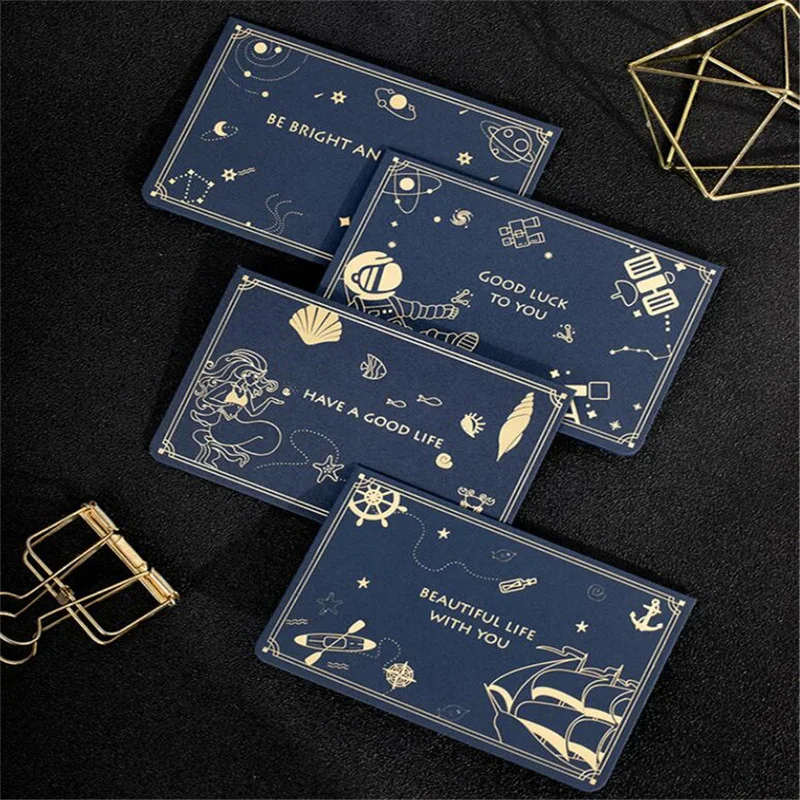 

1Set Blue Greeting Card Starry Sky Bronzing Business Envelope Wallet Exquisite Envelopes Paper Gift Invitations Postcard Product