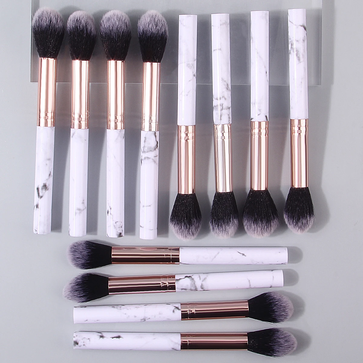 12-teiliges professionelles Make-up-Pinsel-Set, weiche Borsten, Marmor-Textur-Griff, Mehrzweck-Gesichtspinsel, Make-up-Werkzeug für Anfänger