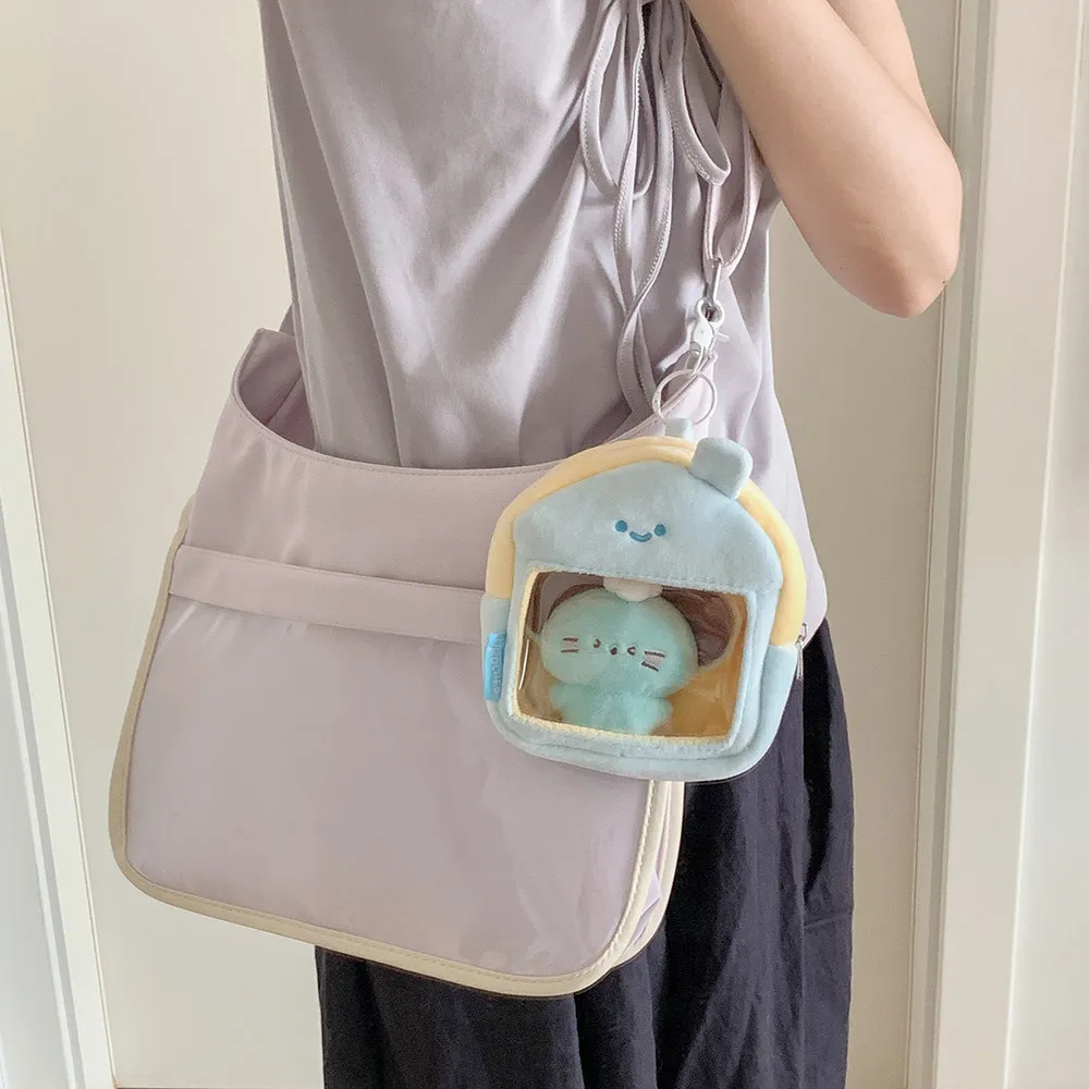 Girlcartoon Plush Small House Transparent Three-dimensional Baby Bag Girl Out Baby with Storage Bags Walking Lta Bag Hanging