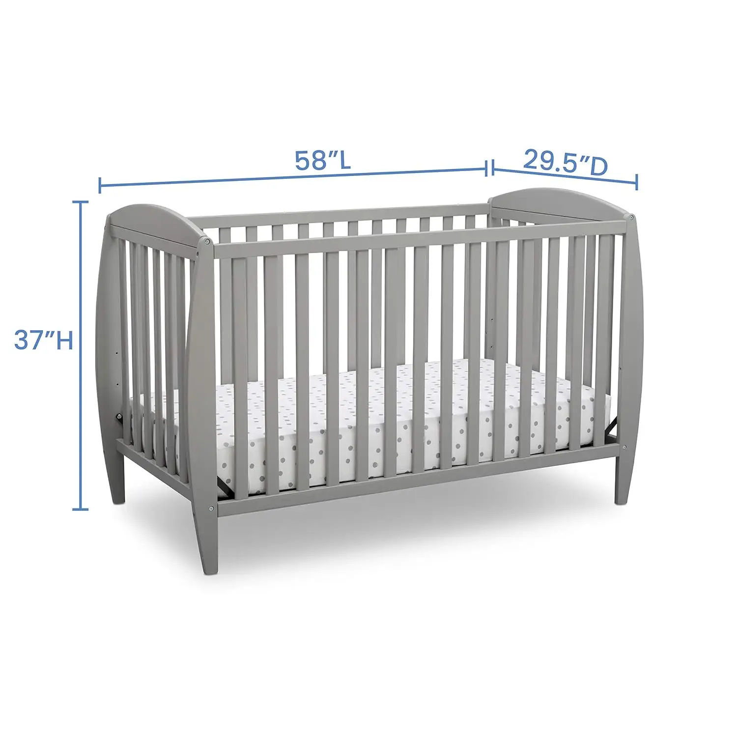 Delta Kinder Taylor 4-in-1 Cabrio Babybett, einfach zu montieren, nachhaltiges Neuseeland Holz, grau