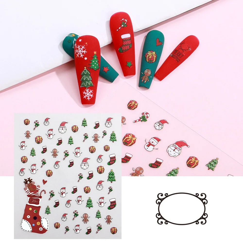Nieuwe kerstversiering Nail Art Stickers Druk op nagels Sneeuwpop Sneeuwvlok Kerstboom 3D Nagelstickers Benodigdheden Decoratie